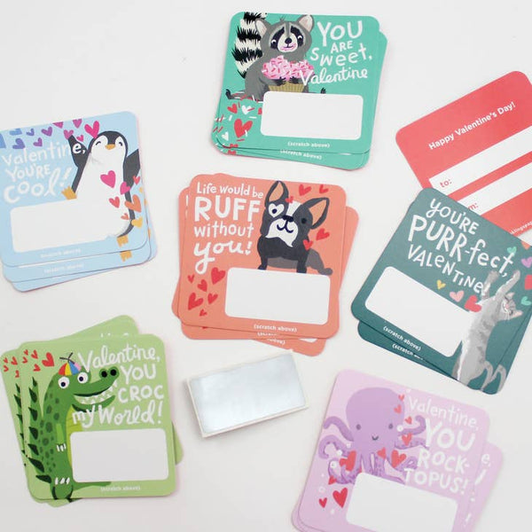 Animal Pun Scratch-off Valentines - A Little Confetti