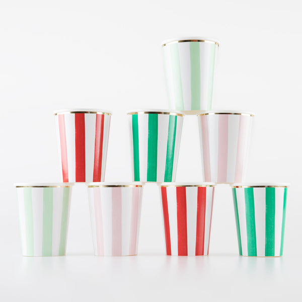 Striped Christmas Cups