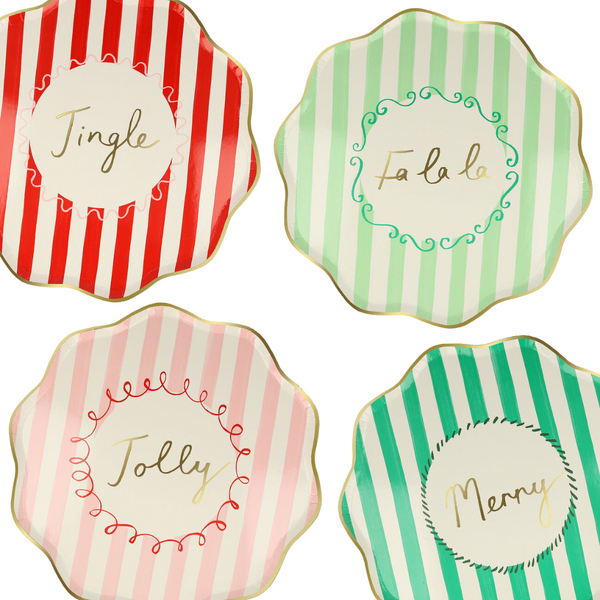 Striped Christmas Dinner Plates