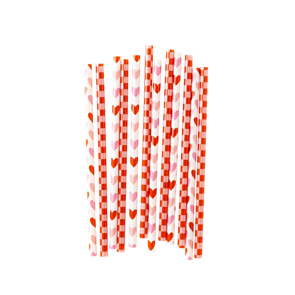 Hearts & Checks Reusable Straws