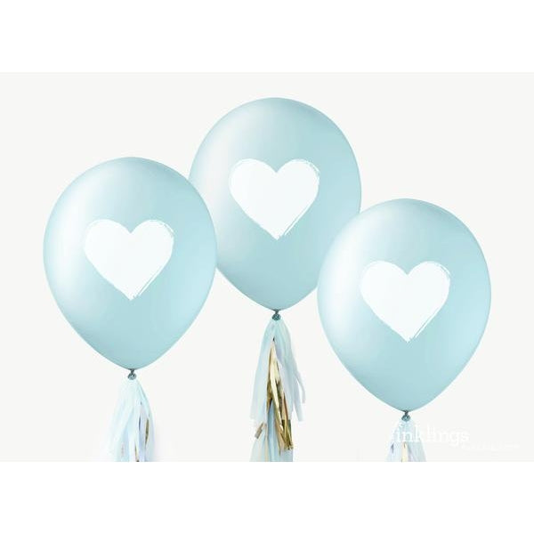 Blue with White Heart Balloons
