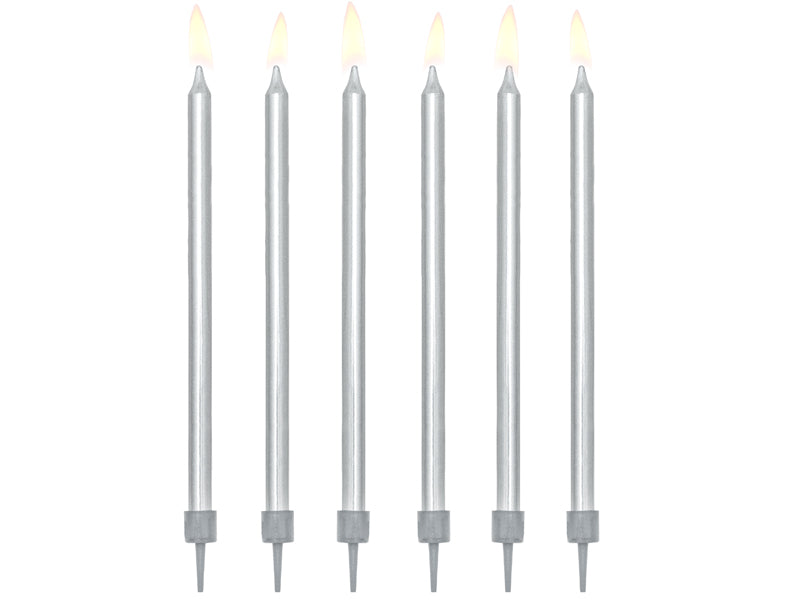 Metallic Silver Birthday Candles - A Little Confetti
