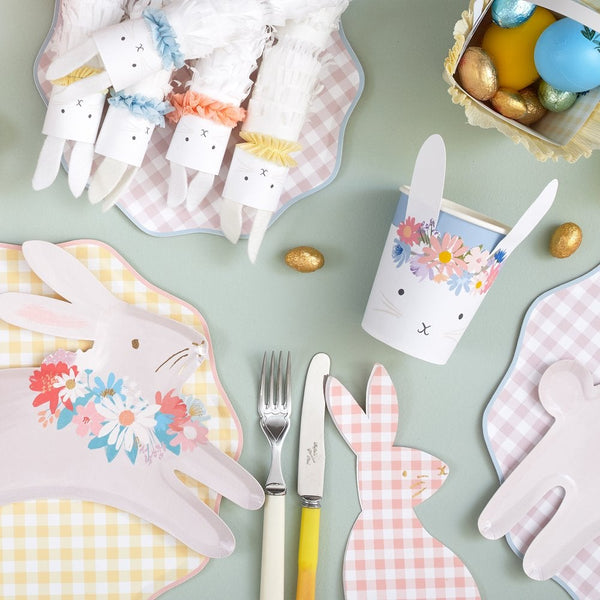 Colorful bunny napkins with gold faces, cute and perfect for easter. sold at ALittleConfetti, By Meri Meri