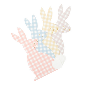 Colorful bunny napkins with gold faces, cute and perfect for easter. sold at A Little Confetti, By Meri Meri