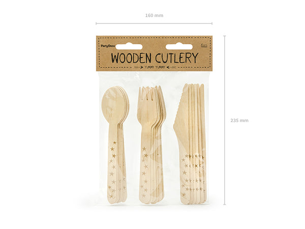 Gold Stars Wooden Cutlery - A Little Confetti