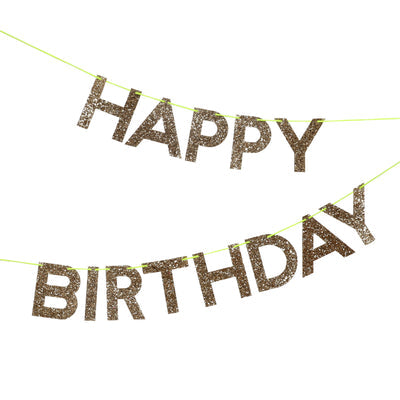 Gold Glitter Happy Birthday Banner - A Little Confetti
