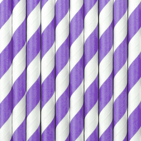 Lilac Stripped Paper Straws