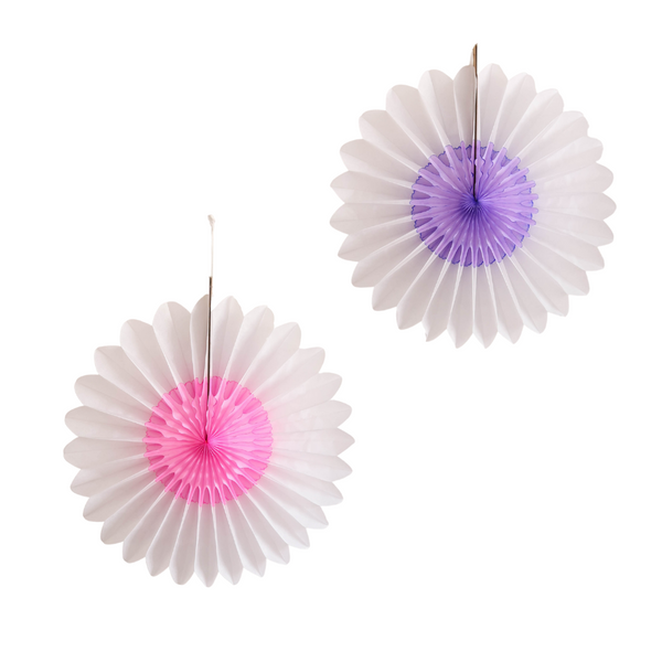 Lilac & Pink Center Daisy Paper Party Fan (Choose your color)