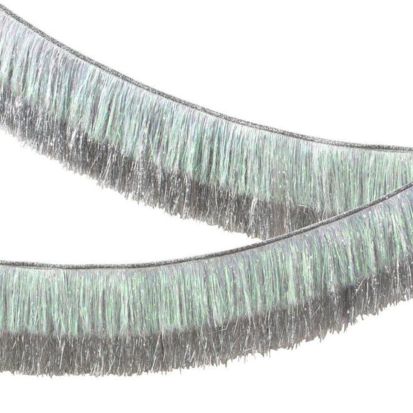 Silver & Iridescent Tinsel Fringe Garland