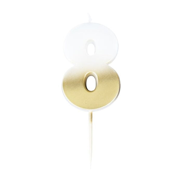 Number 8 Gold Ombre Birthday Candle - A Little Confetti