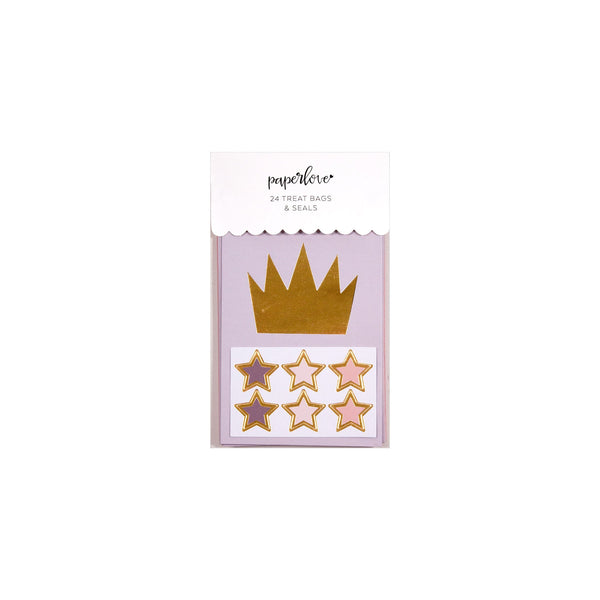 Princess pink treat bags with star stickers sold at ALittleConfetti, by My Minds Eye