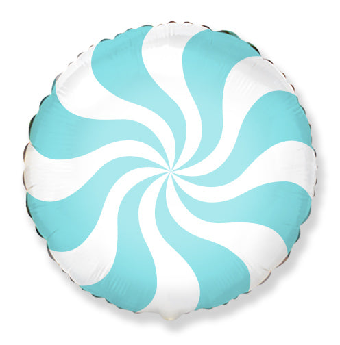 Pastel Blue Swirl Peppermint Candy Balloon - A Little Confetti