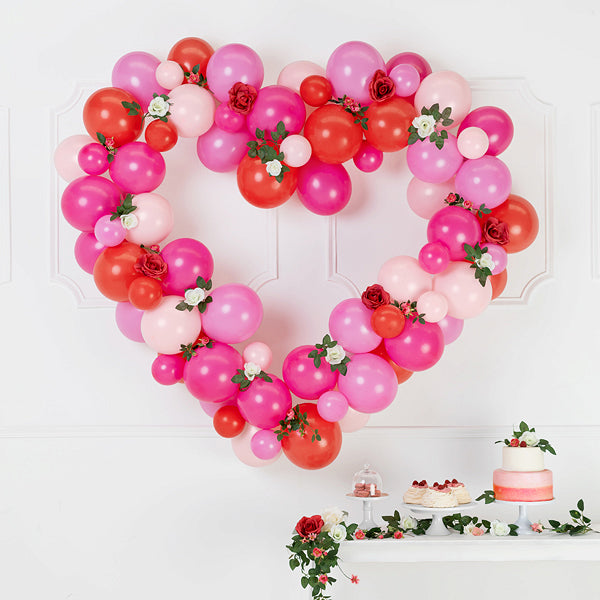 Pink & Red Heart Shaped Balloon Backdrop Kit