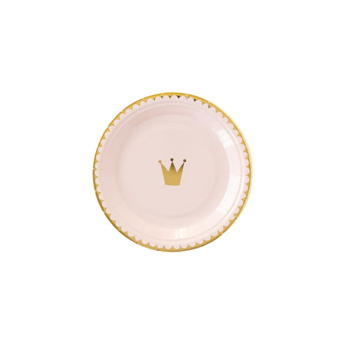 Princess pink plates with gold crown details sold at ALittleConfetti, by My Minds Eye