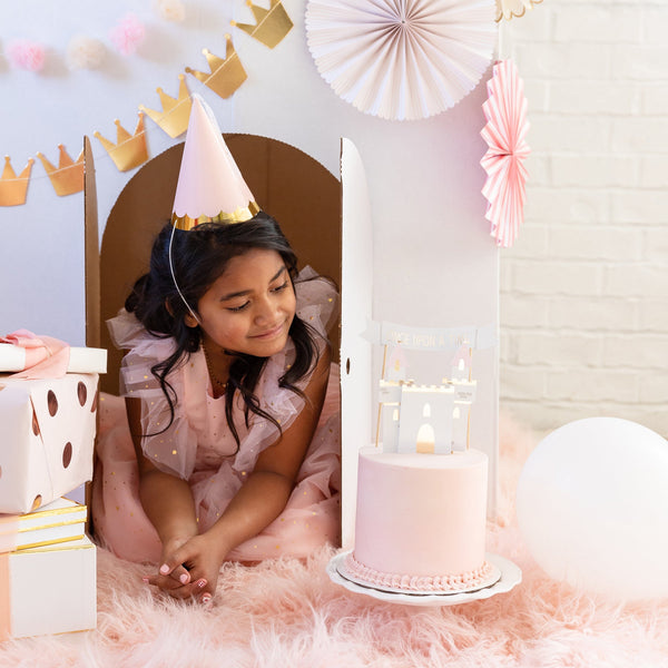 Princess party hats with gold scallop detailing sold at ALittleConfetti, by My Minds Eye