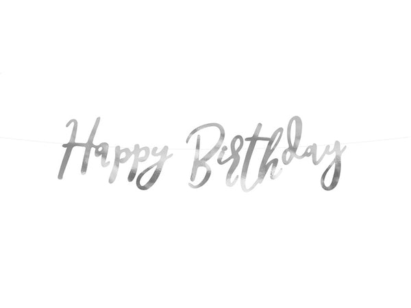Silver Script Happy Birthday Banner A Little Confetti