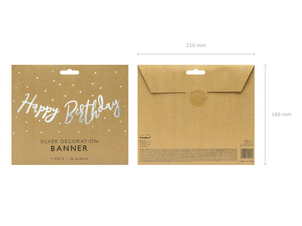 Silver Script Happy Birthday Banner - A Little Confetti