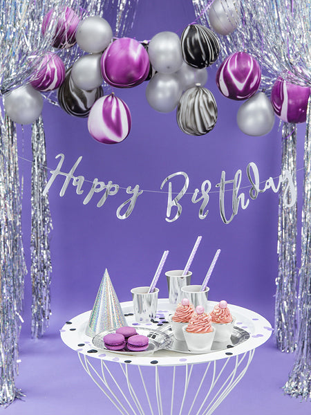 Silver Script Happy Birthday Banner - A Little Confetti