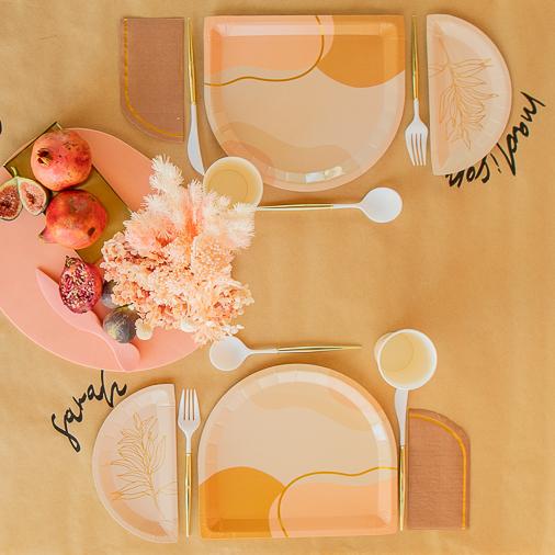 cream plate with gold leaf design, A Little Confetti