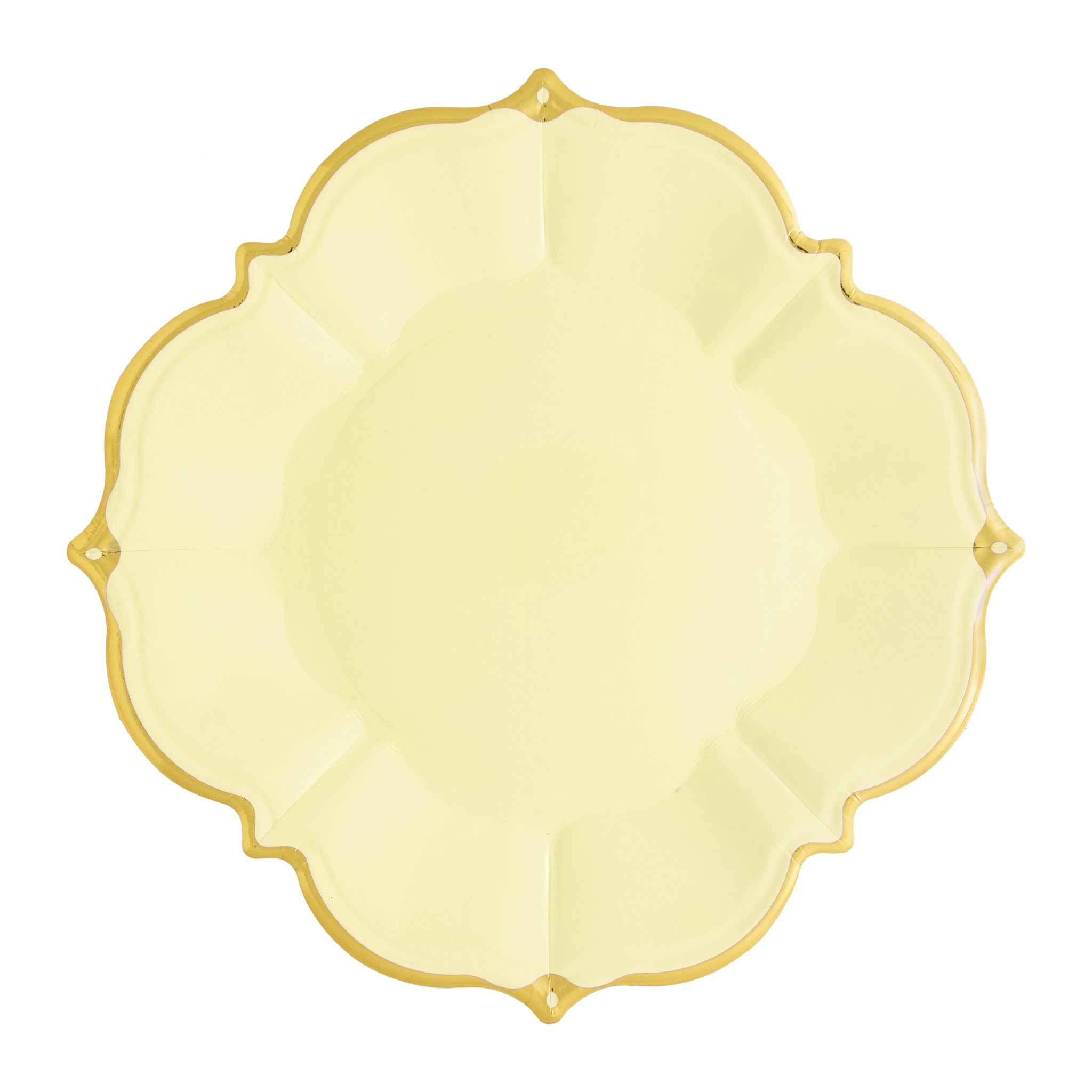 Yellow lunch plates with gold trim - A Little Confetti