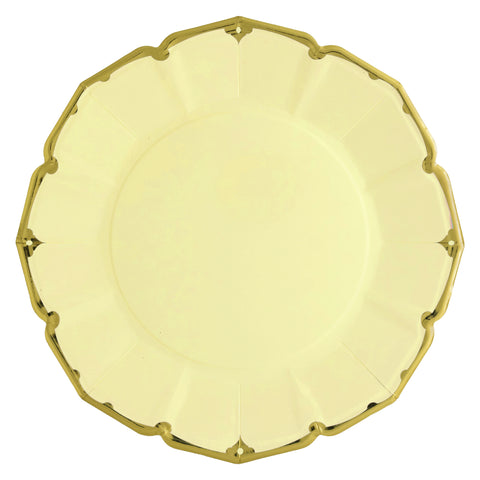 Yellow dinner plates with gold trim - A Little Confetti