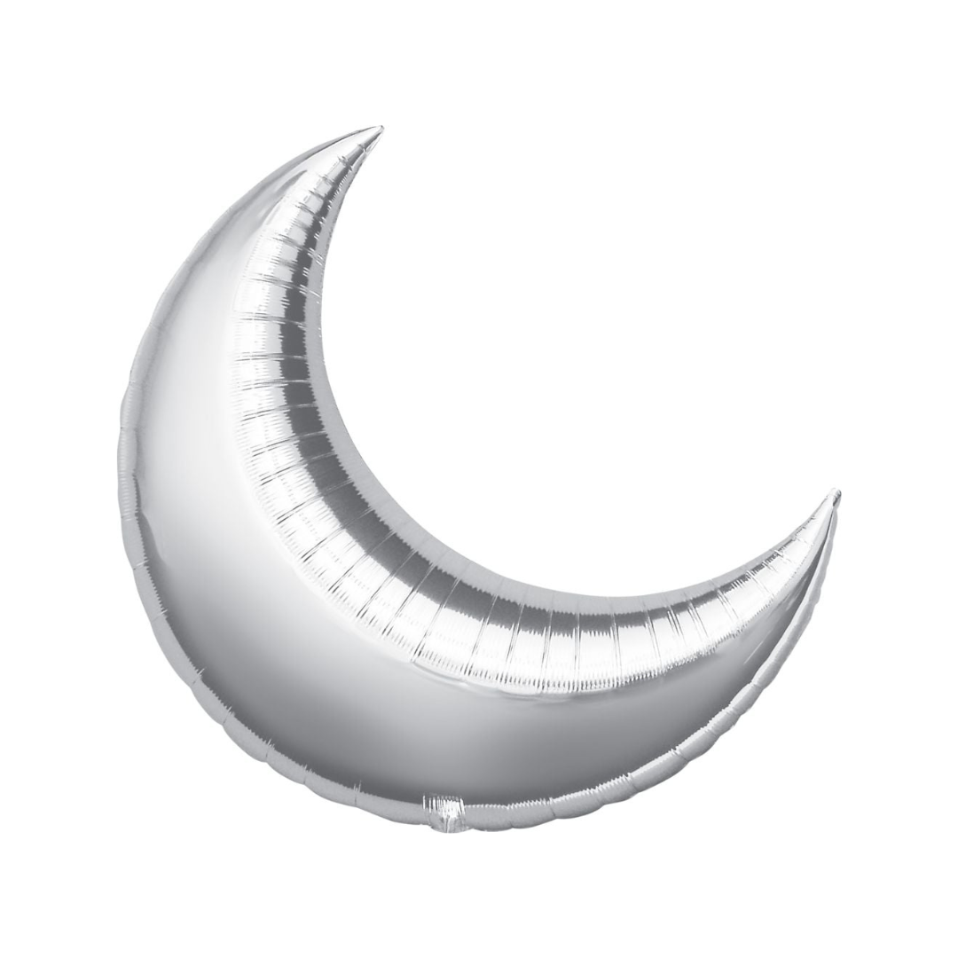 Silver 35" Crescent Moon Foil Balloon - Pre-Order