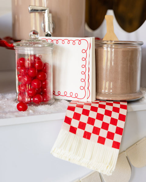 Red & Pink Fringe Dinner Napkins