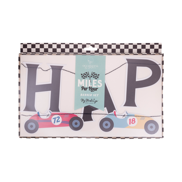 Happy Birthday & Race Car Banner