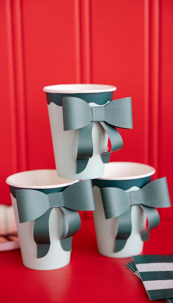 Mint & Green Bow Paper Cups