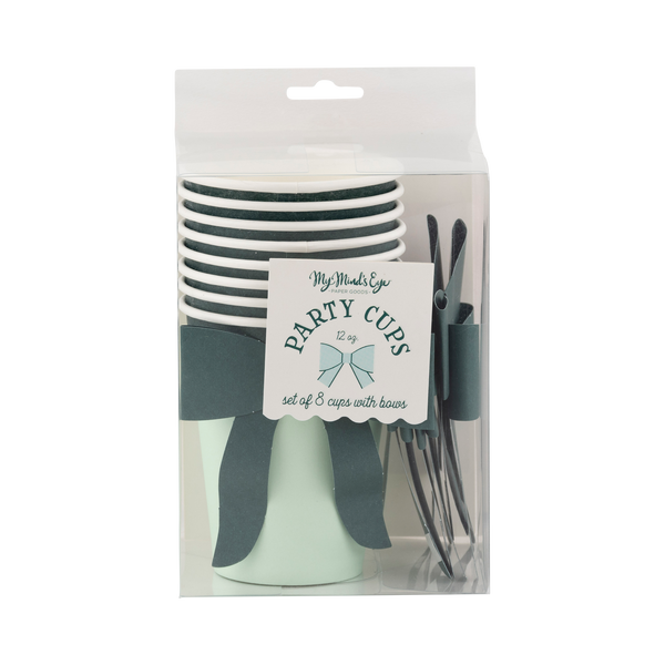 Mint & Green Bow Paper Cups