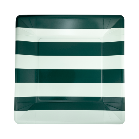 Green & Mint Striped 11" Plates