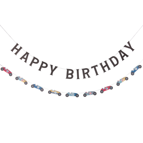 Happy Birthday & Race Car Banner
