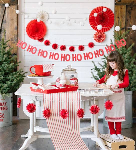 Believe Red Striped Table Runner