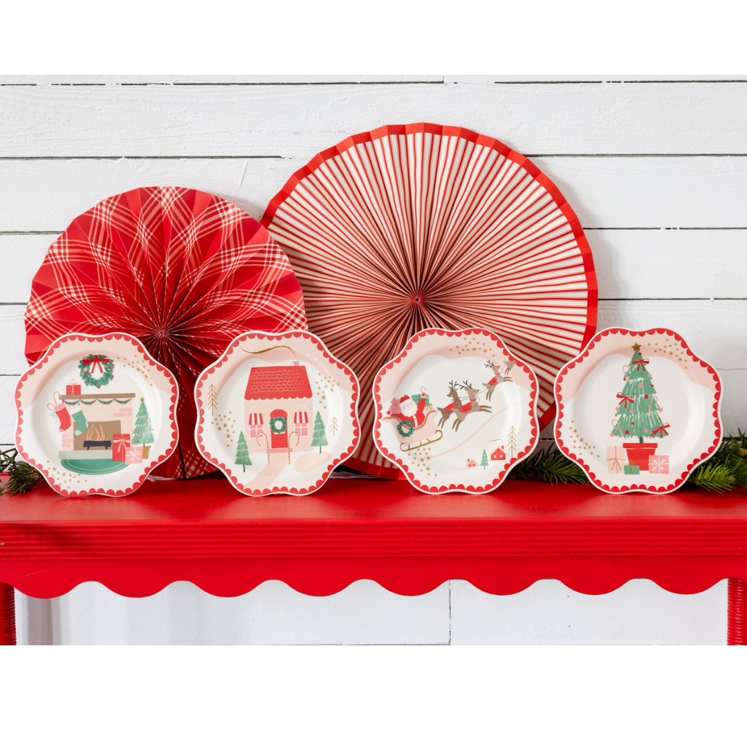 Santa Scenes Bamboo Melamine Plate Set