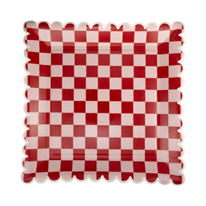 Pink & Red 10" Checked Plates