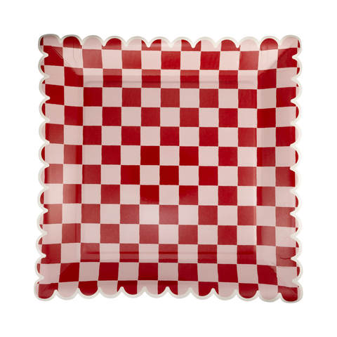 Pink & Red 10" Checked Plates