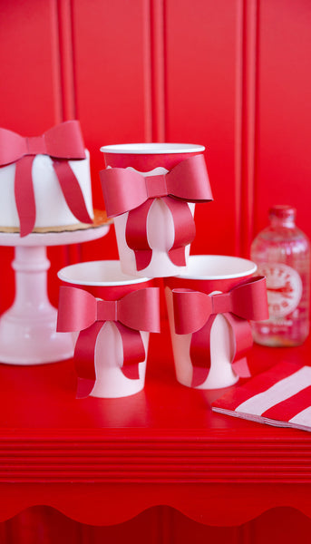 Pink & Red Bow Paper Cups