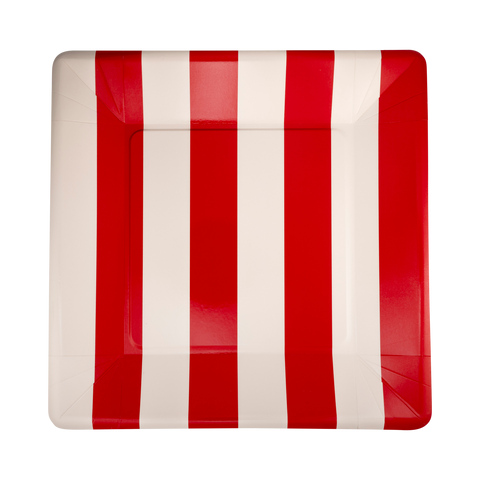 Red & Pink Striped 11" Plates