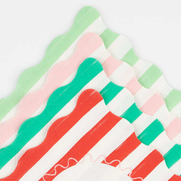 Striped Christmas Large Napkins
