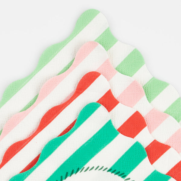 Striped Christmas Small Napkins