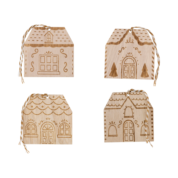 Gingerbread House Wooden Gift Tags