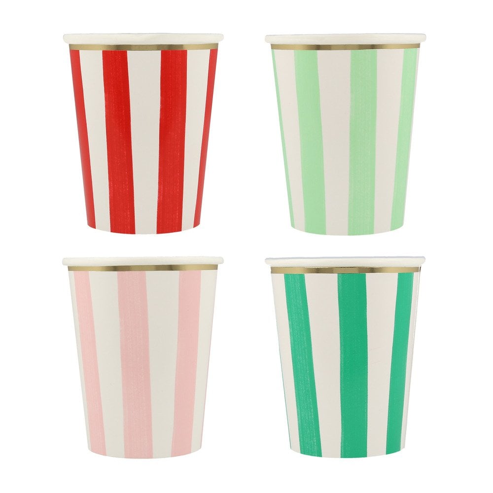Festive Striped Cups