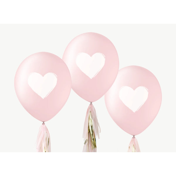 Pink with White Heart Balloons