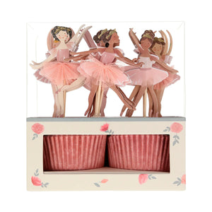 Ballerina cupcake kit with ballerina toppers sold at ALittleConfetti, By Meri Meri