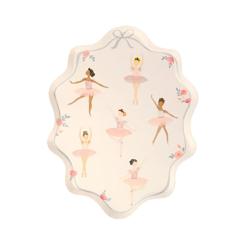 Ballerina plates in cream with pink ballerinas, sold at ALittleConfetti. by Meri Meri