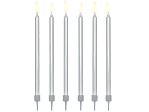 Metallic Silver Birthday Candles