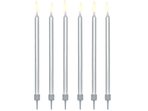 Metallic Silver Birthday Candles