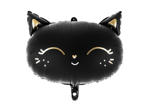 Black Colour with gold metallic elements Cat Matt foil balloon available at A Little Confetti
