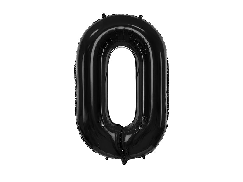 34 inch jumbo black number 0 foil balloon available at A Little Confetti