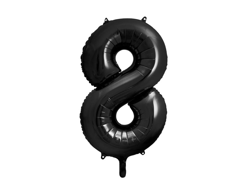 34 inch jumbo black number 8 foil balloon available at A Little Confetti